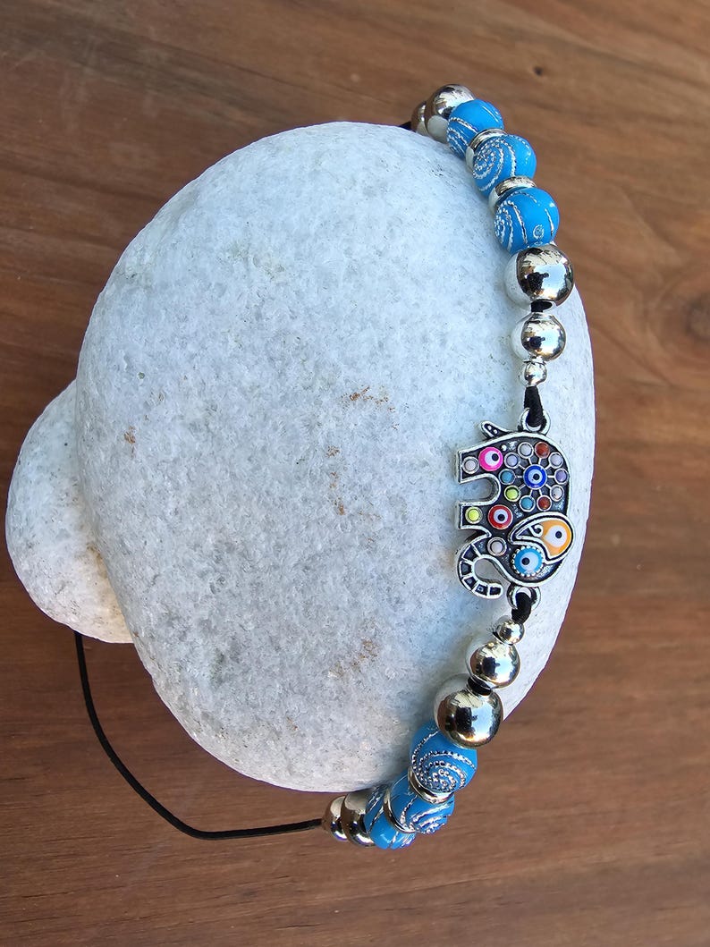 Elephant Elastic wraparound Bookmark - Beaded elephant charm page holder for Books, Diaries and Journals image 6