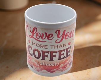 I Love You More Than Coffee (Almost!) Heart-Handle Mug