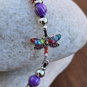 Dragonfly Elastic Bookmark - Beaded charm stretch page holder for Books, Diaries and Journals image 6