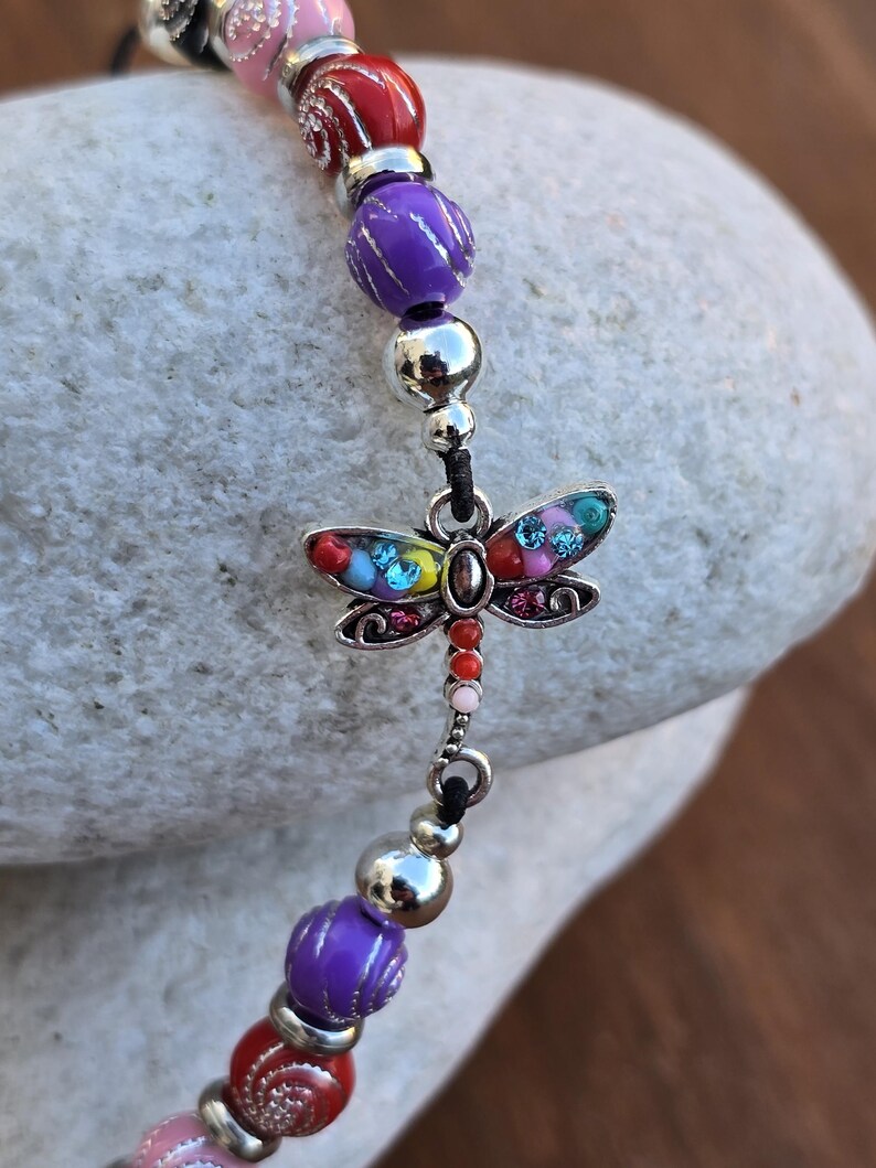 Dragonfly Elastic Bookmark - Beaded charm stretch page holder for Books, Diaries and Journals image 6