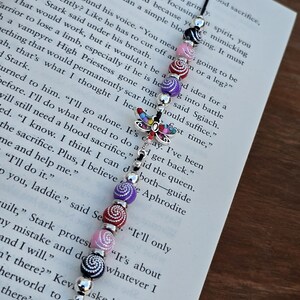 Dragonfly Elastic Bookmark - Beaded charm stretch page holder for Books, Diaries and Journals image 3