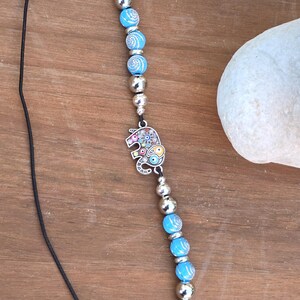 Elephant Elastic wraparound Bookmark - Beaded elephant charm page holder for Books, Diaries and Journals image 8