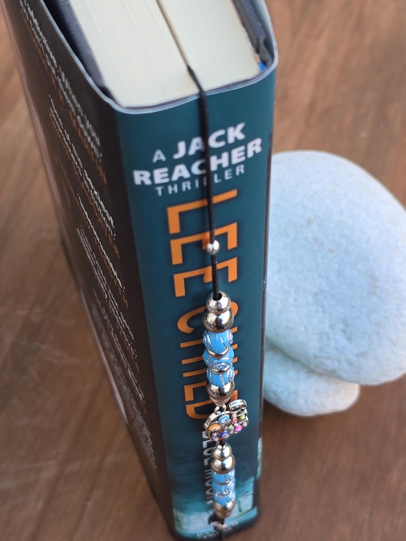 Elephant Elastic wraparound Bookmark - Beaded elephant charm page holder for Books, Diaries and Journals image 5