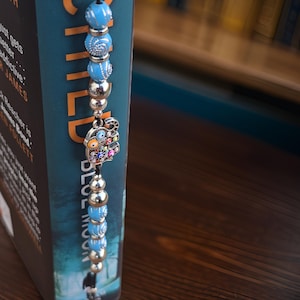 Elephant Elastic wraparound Bookmark - Beaded elephant charm page holder for Books, Diaries and Journals image 1