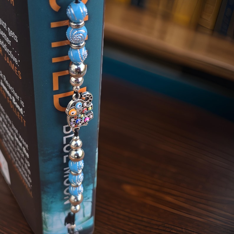 Elephant Elastic wraparound Bookmark - Beaded elephant charm page holder for Books, Diaries and Journals image 1