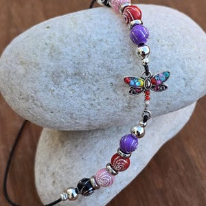 Dragonfly Elastic Bookmark - Beaded charm stretch page holder for Books, Diaries and Journals image 5