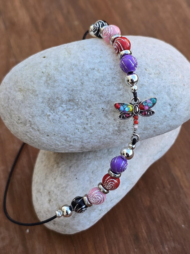 Dragonfly Elastic Bookmark - Beaded charm stretch page holder for Books, Diaries and Journals image 5