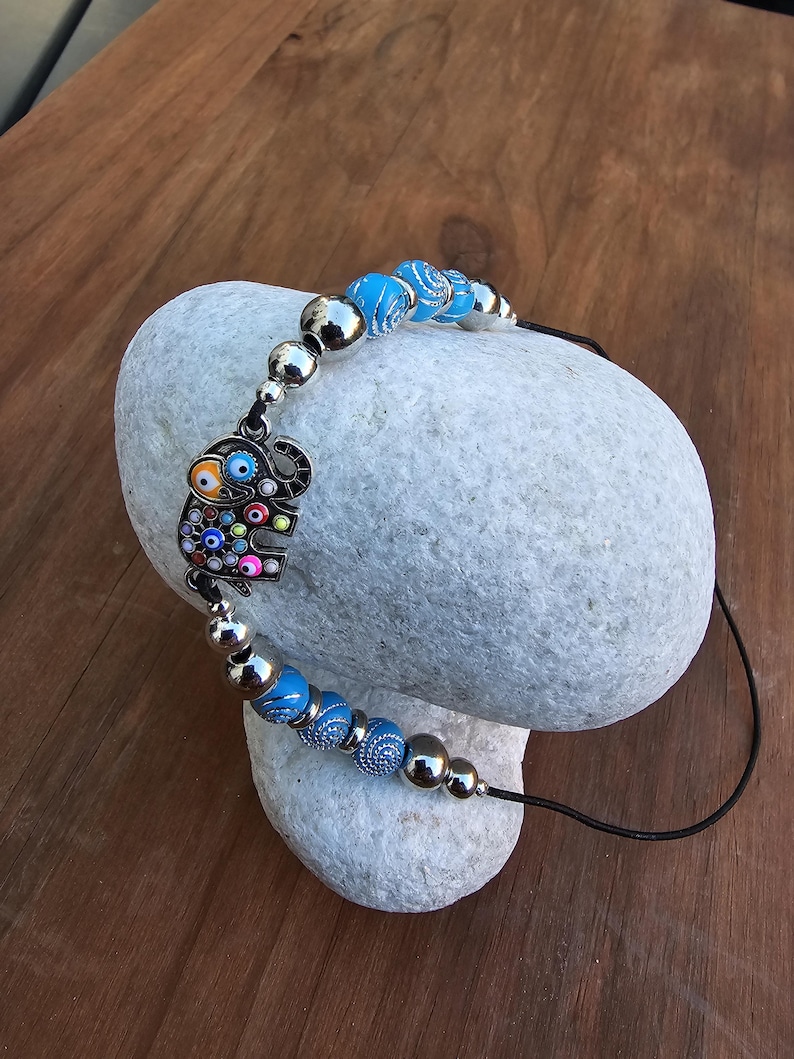 Elephant Elastic wraparound Bookmark - Beaded elephant charm page holder for Books, Diaries and Journals image 7