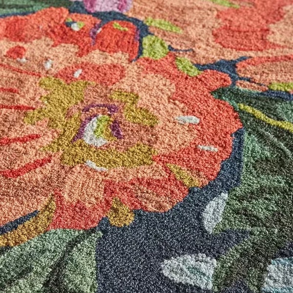 Multi coloured floral rug  100% wool Handtufted area rug loop for living room bedroom hallway home decor