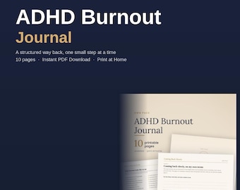 Diário de Burnout para TDAH (Imprimir), Rastreador de Recuperação de TDAH em Adultos, Registro de Burnout para Neurodivergentes, Download Digital em PDF, Download Instantâneo