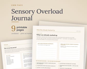 Diário de Sobrecarga Sensorial para TDAH (Imprimir), Rastreador de Processamento Sensorial, Registro de Superestimulação, Planejador para Neurodivergentes