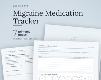 Planilha de Controle de Medicação para Enxaqueca (Imprimível), Registro de Aborto Preventivo, Diário de Remédios para Dor de Cabeça, Download Digital em PDF, Download Instantâneo