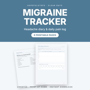 Migräne-Tracker zum Ausdrucken, Kopfschmerztagebuch & tägliches Schmerzprotokoll (PDF) Bild 1