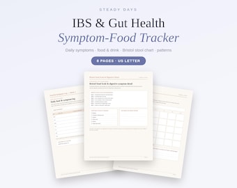 Planilha para Rastreamento da Saúde Intestinal da SII (Síndrome do Intestino Irritável), Diário Alimentar de Sintomas, Registro de Saúde Digestiva, Escala de Bristol para Fezes, Download Digital em PDF, Download Instantâneo