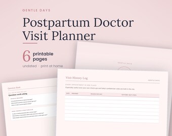 Agenda de Consultas Pós-Parto para Imprimir, Preparação para a Consulta de 6 Semanas, Registro de Consultas para Novas Mamães, Download Digital em PDF, Download Instantâneo