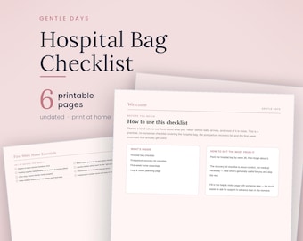 Lista de verificação para mala de maternidade (imprimível), lista de itens essenciais para recuperação pós-parto, lista de itens para levar para a nova mamãe, download digital em PDF, download instantâneo.