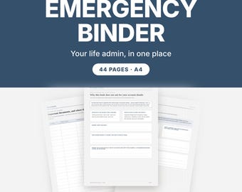 Emergency Binder UK Printable, Life Admin Organiser & Important Documents, A4
