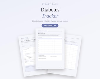Planilha de Acompanhamento de Diabetes para Imprimir (Reino Unido), Registro de Glicemia (mmol/L), HbA1c e Revisão Anual, Diabetes Tipo 1 e Tipo 2, PDF A4, Download Imediato