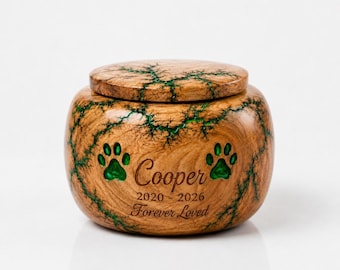 Personalized Wooden Pet Urn for Dogs and Cats Ashes Small Pets Ashes Urns Customized Memorial Keepsake Handcrafted Pet Cremation Urn
