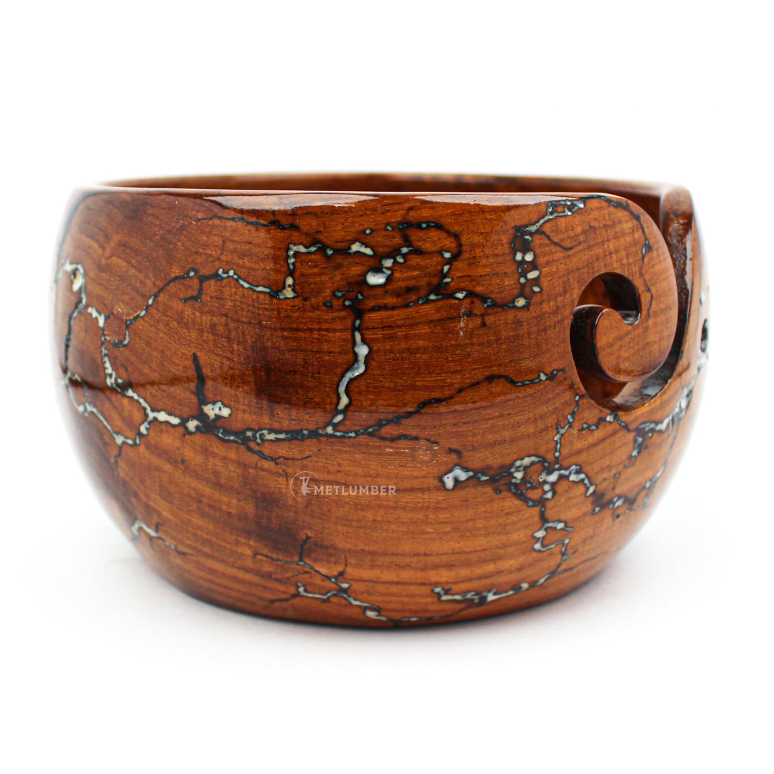 Rosewood Crarfted Wooden Yarn Storage Bowl Knitting Crochet...