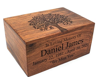 Personalized Adult Cremation Urn for Human Ashes Tree Of Life Wooden Urn for Pets or Human Ashes Rosewood Memorial Funeral Urn Keepsake Box