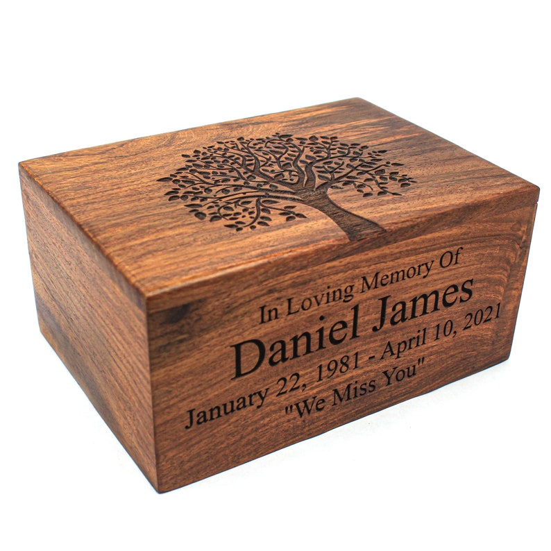 Personalized Adult Cremation Urn for Human Ashes Tree of Life Wooden