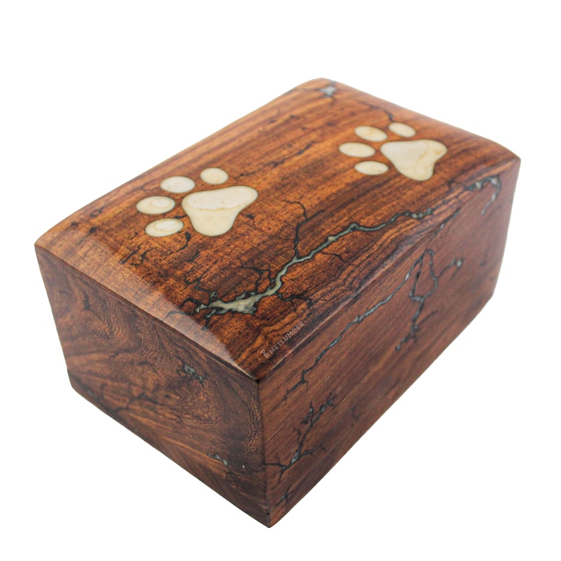 Fractal Burned 2 Paws Pet Cremation Urn for Dogs, Cats Ashes With Epoxy