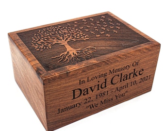 Personalized Cremation Urn for Adult Human Ashes Tree Of Life Memorial Wooden Urn for Pets or Human Ashes Rosewood Funeral Urn Keepsake Box