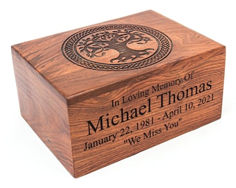 Personalized Cremation Urn for Adult Human Ashes Tree Of Life Wooden Urn for Pets or Human Ashes Rosewood Memorial Funeral Urn Keepsake Box