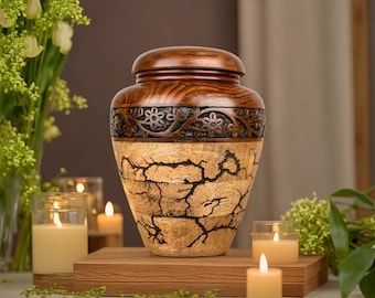 Handcrafted Adult Cremation Urn for Human Ashes Hand Carved Wooden Urn for Pets or Human Ashes Rosewood Memorial Funeral Urn Keepsake Box