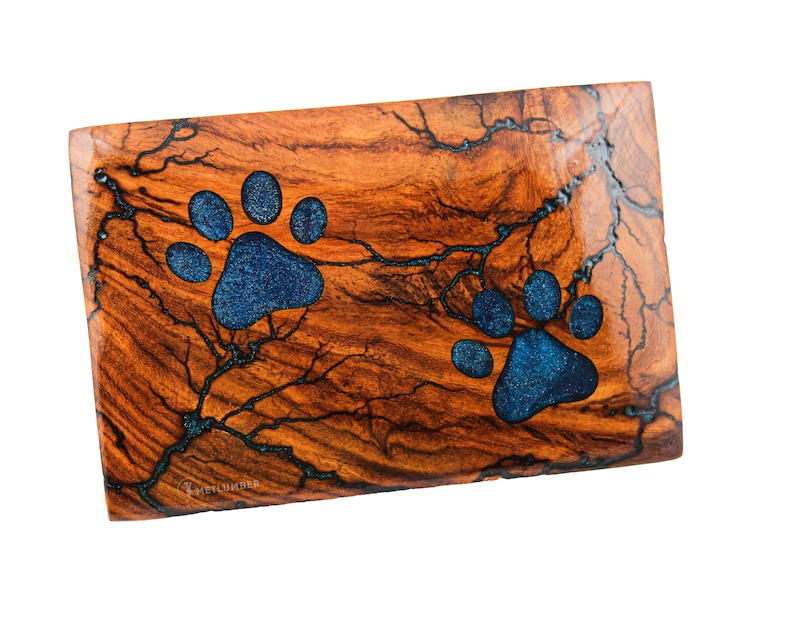 Fractal Burned 2 Paws Pet Cremation Urn for Dogs, Cats Ashes With Epoxy