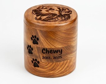 Personalized Wooden Pet Urn for Dogs and Cats Ashes, Pet Memorial Gift, Paws Engraved Wooden Keepsake Box, Customized Pet Urn
