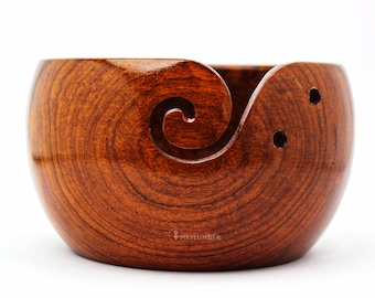 Handcrafted Rosewood Yarn Bowl, Wooden Yarn Storage Bowl, Yarn Bowl for Knitting & Crochet, Yarn Holder, Organizer, Best Christmas Gift