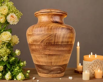Personalized Cremation Urn for Human Ashes Adult Male & Female, Personalized Wooden Urn for Ashes, Funeral Urn, Burial Urn, Large Adult Urn