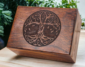 Personalized Urn for Adult Human Ashes Tree Of Life Wooden Urn for Pets or Human Ashes Rosewood Memorial Funeral Urn Keepsake Box