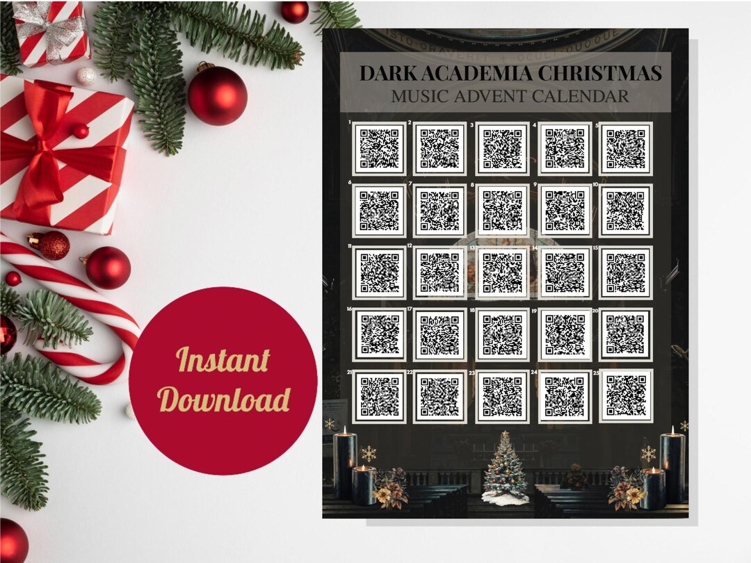 Dark Academia Christmas Advent Calendar QR Code Playlist Gift ...