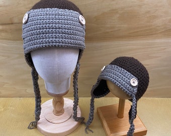 Crochet Skylar Aviator Hat, Men's Aviator Hat, Boy's Aviator hat, Crochet Winter Hat, Crochet Earflap Hat, Hat for Boys, Winter Hat for Boys
