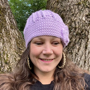 Crochet Flower Hat, Cute Flower Hat, Crochet Winter Hat, Knit Winter Hat, Flower Hat for girls, Flower Crochet Hat, Women&#39;s Winter Hat, Gift