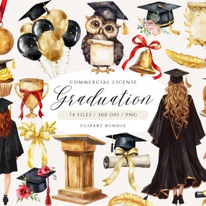 Pacchetto clipart di laurea, clipart ragazza laureata, gufo PNG di laurea, festa di laurea, cappello di laurea, laureato 2024, cerimonia di laurea