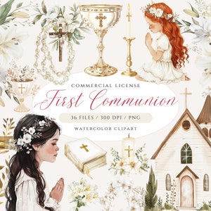 Boho première communion Clipart, Sainte Communion PNG, croix florale PNG, Clipart christianisme, première communion neutre, chapelle, église, prière