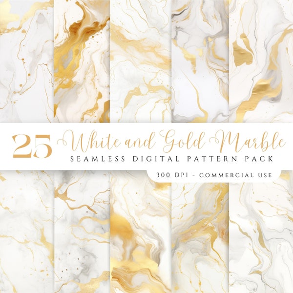 White and Gold Marble Seamless Pattern White Gold Alcohol Ink Big Bundle Shabby Journal Digital Paper Junk Journal Scrapbook Marble Paper