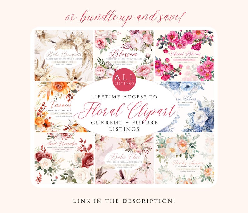 Watercolor Birth Month Flower Clipart Bundle: DIY Floral PNG (Digital Download) image 8