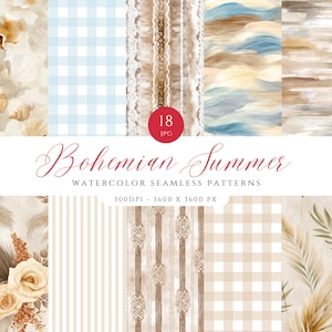 Patrones bohemios neutros sin costuras, patrones bohemios de verano, fondo digital floral bohemio, patrones beige con licencia comercial para mosaicos.