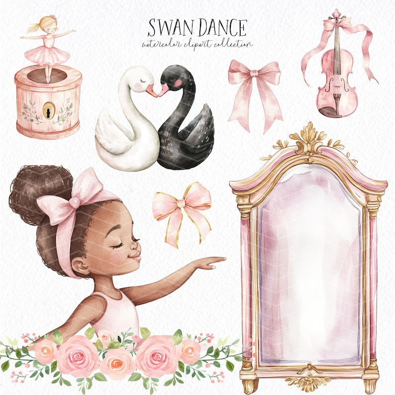 Watercolor Pink Ballerina Clipart: Swan Lake Ballet PNG (commercial ...