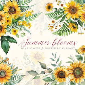 Zonnebloem aquarel clipart bundel, zonnebloem boeket, Boho bloemen zonnebloemarrangementen, zomer clipart, zonnebloem PNG, gele bloemen