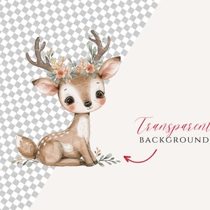 Clipart Woodland Boho, clipart mignon animaux des bois, bébés animaux, clipart Woodland baby shower, pépinière des bois, animaux de la forêt Boho image 6