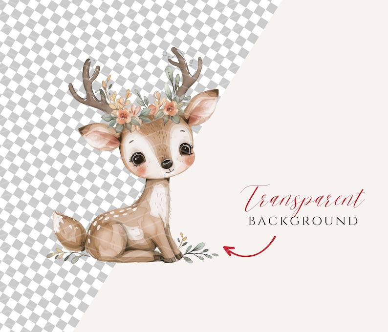 Clipart Woodland Boho, clipart mignon animaux des bois, bébés animaux, clipart Woodland baby shower, pépinière des bois, animaux de la forêt Boho image 6