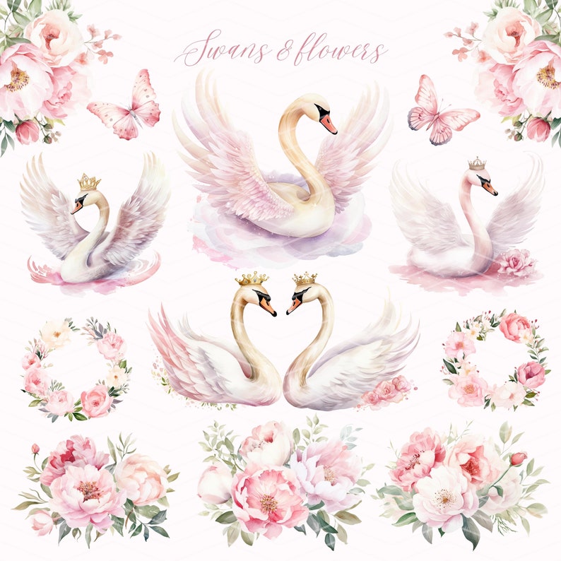 Watercolor Ballerina Clipart: Swan Lake PNG Set (commercial License) - Etsy