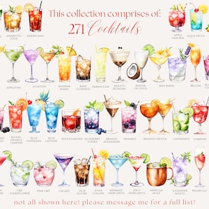 400+ Watercolor Cocktail Clipart Bundle: Mocktail, Champagne, Wine, Beer PNG image 3