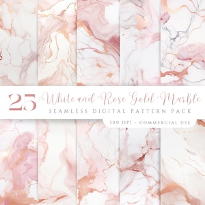 Weiß und Rose Gold Musterdesign Digitales Papier Rosa Nahtlose Textur Elegantes Muster Trendige Kommerzielle Nutzung Gold Nahtlose Muster Set